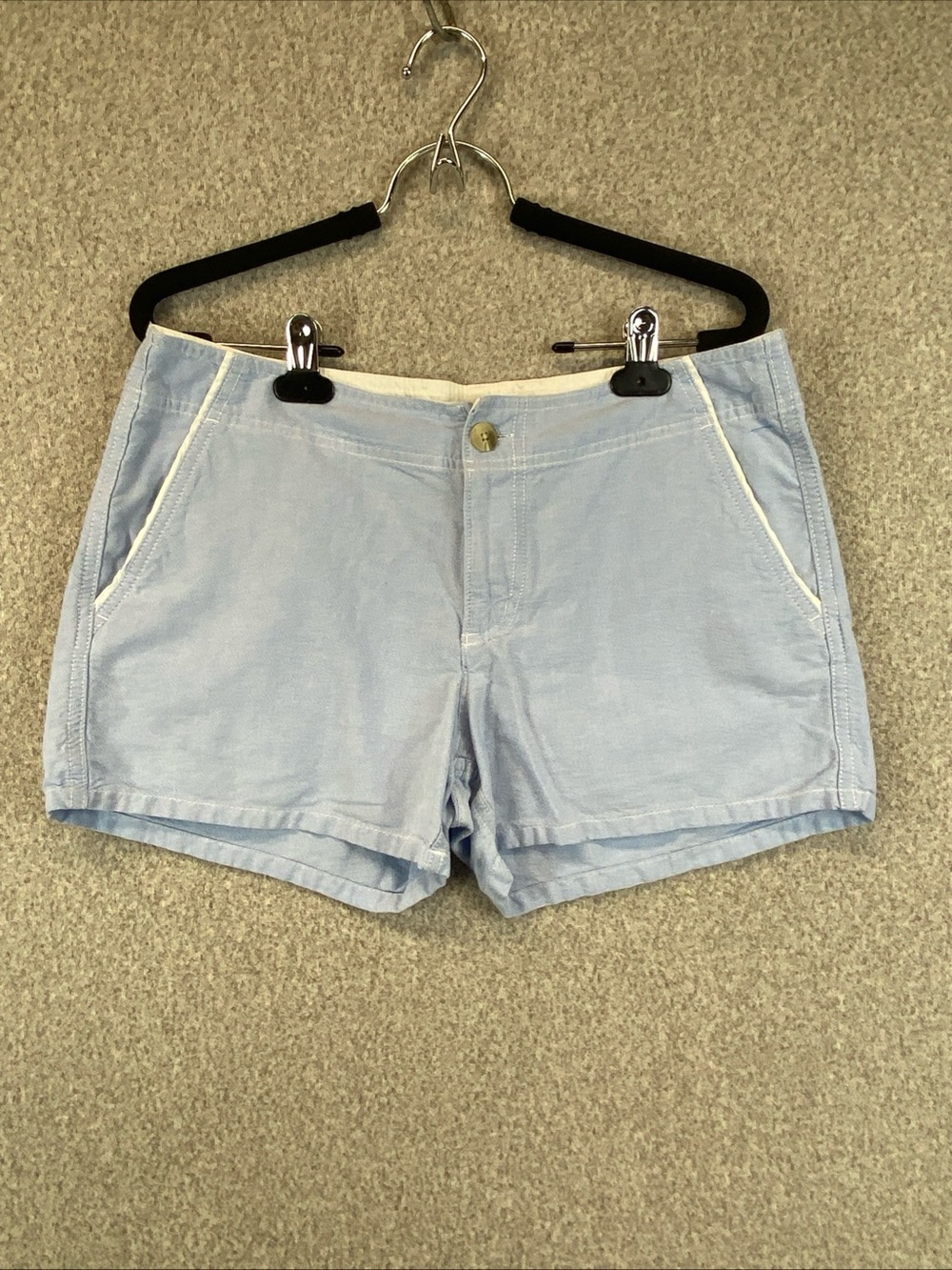 Columbia Womens Cotton Flat Front Shorts PFG Blue Size 8 Reg Inseam 3.5”